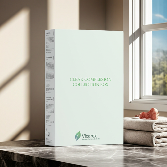 Vicarex Clear Complexion Collection Box: The Thoughtful Trio That Balances Blemishes and Time for Skin That Feels Clear, Firm, and Truly Alive vicarexhealth