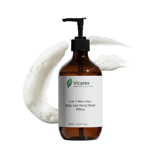 Organic 3-in-1 Men's Wash – Head, Body & Hand, Sulfate-Free, 16.57 fl oz VICAREX