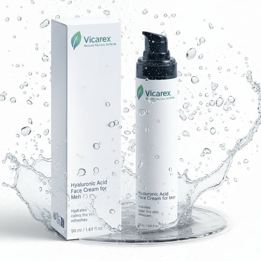 VICAREX Men's Hyaluronic Acid Face Cream Soothing Bisabolol, Jojoba Oil
