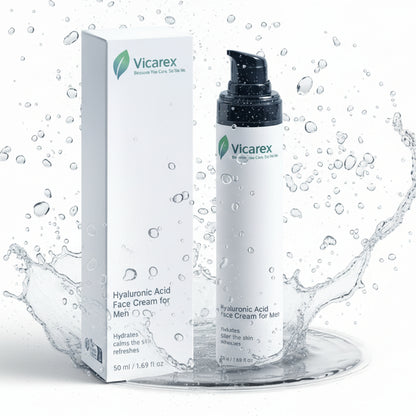 VICAREX Men's Hyaluronic Acid Face Cream Soothing Bisabolol, Jojoba Oil