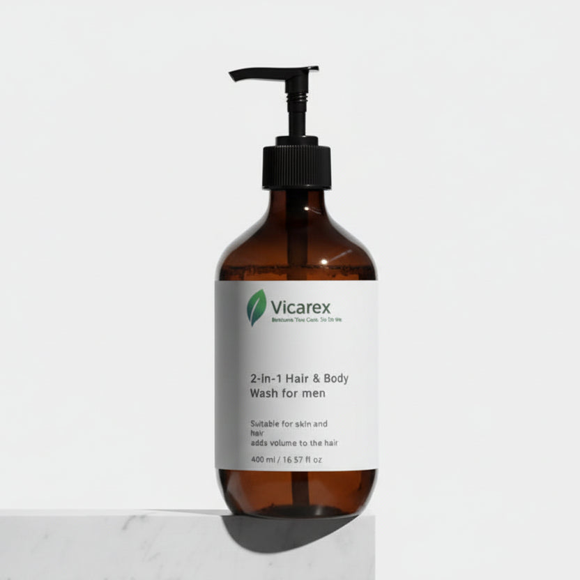 VICAREX Organic 3-in-1 Men's Wash Head Body Hand Sulfate-Free 490ml