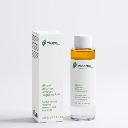 VICAREX Bi-Phase Makeup Remover: Hyaluronic Acid, Aloe, 3.38oz