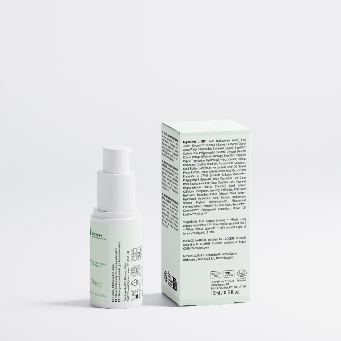 VICAREX | Organic Retinol Alternative Eye Serum, Anti-Aging & Brightening, 0.51oz