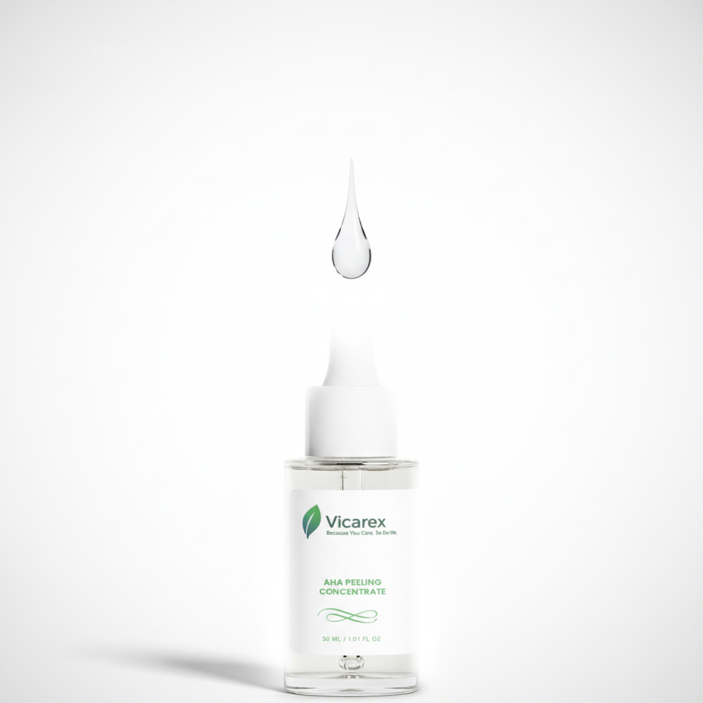 Clear serum droplet with concentrate bottle