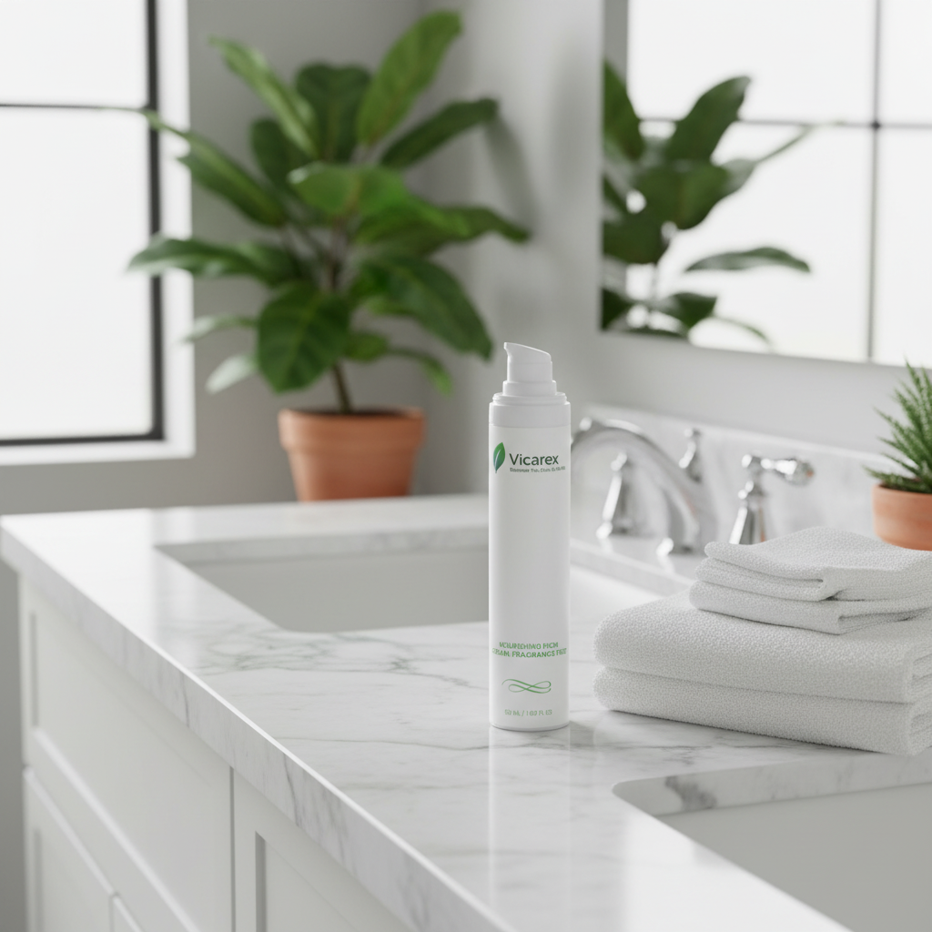 Cream on bathroom vanity