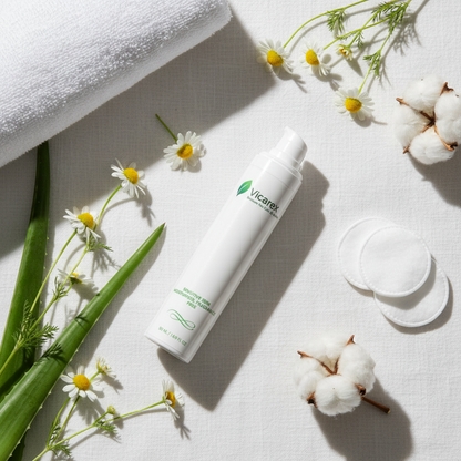 Flat lay with aloe and chamomile