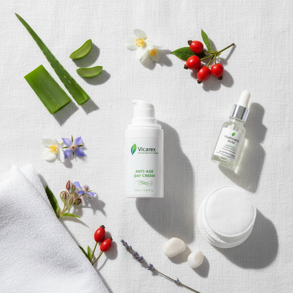 Flat lay with botanicals