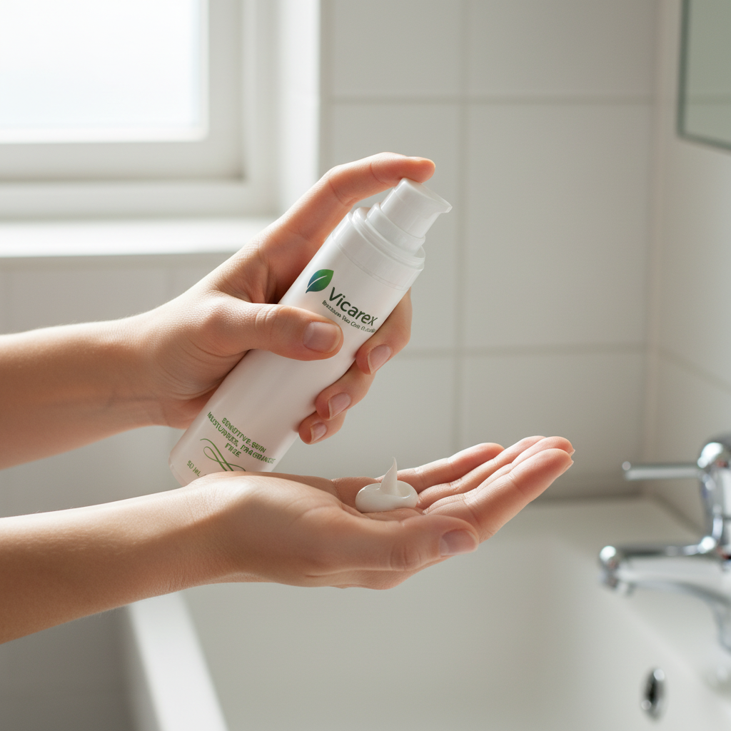 Hands dispensing gentle moisturiser
