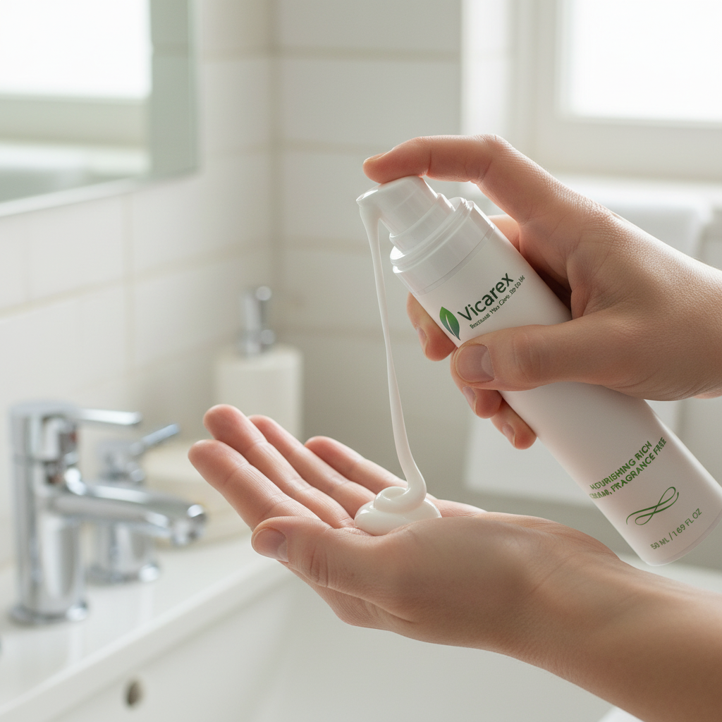 Hands dispensing rich cream