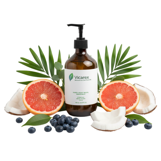 Vicarex Hand & Body Wash, Grapefruit Luxury Hydrating Body Wash with Blueberry Extract, Betaine & Botanical Cleansers for Gentle Moisture-Rich Daily Skin Purification VICAREX