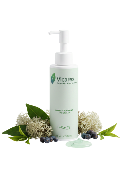 Vicarex Blemish Face Wash – pH-Balanced Cleanser with Green Tea, Juniper & Iceland Moss for Blemish-Prone Skin, Helps Cleanse, Purify & Support Clear Skin, Vegan & Gluten-Free 4.73 Fl oz Vicarex