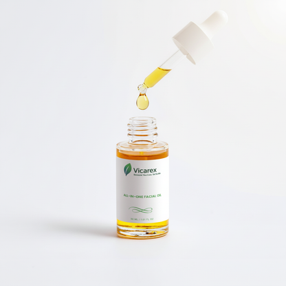 Luminous golden oil droplet with bottle