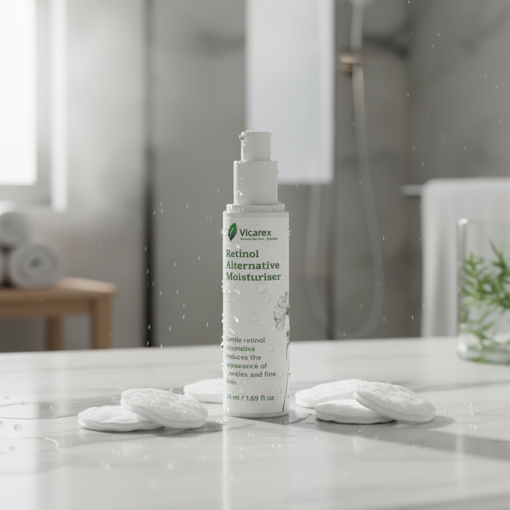 Moisturiser on marble with cotton pads