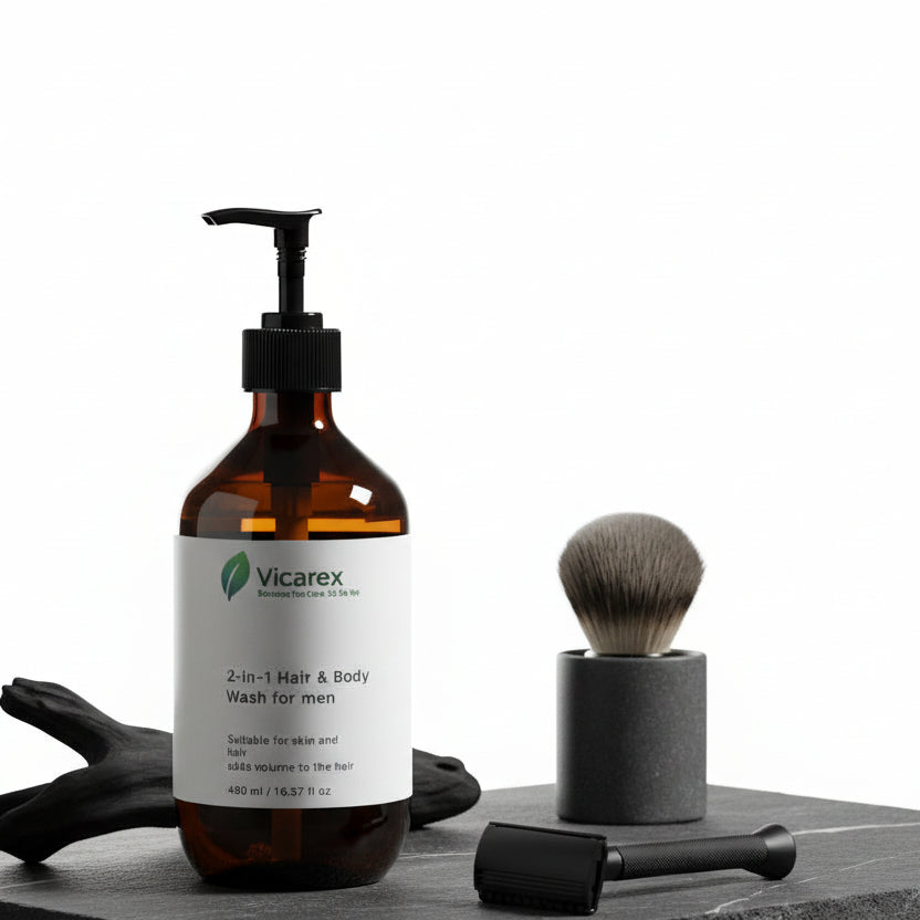 VICAREX Organic 3-in-1 Men's Wash Head Body Hand Sulfate-Free 490ml