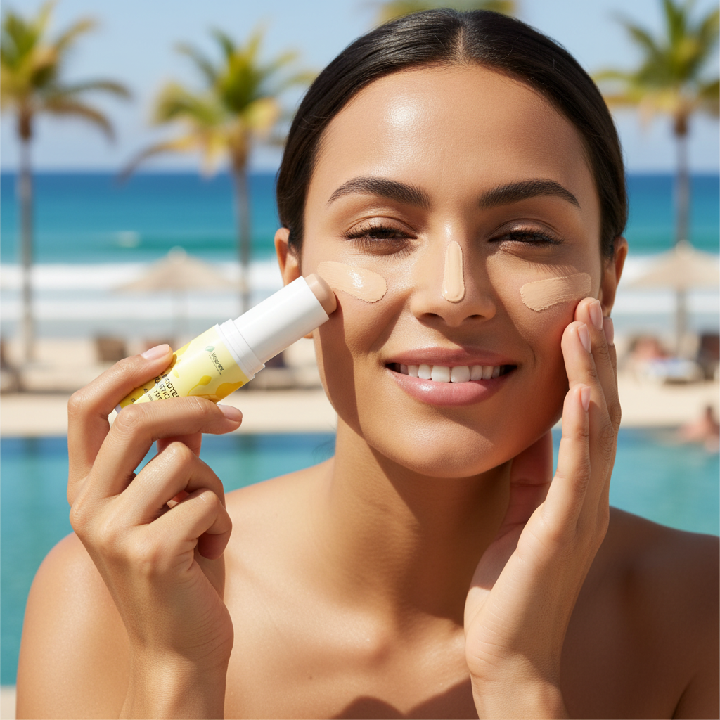 Person Using Sunscreen Stick