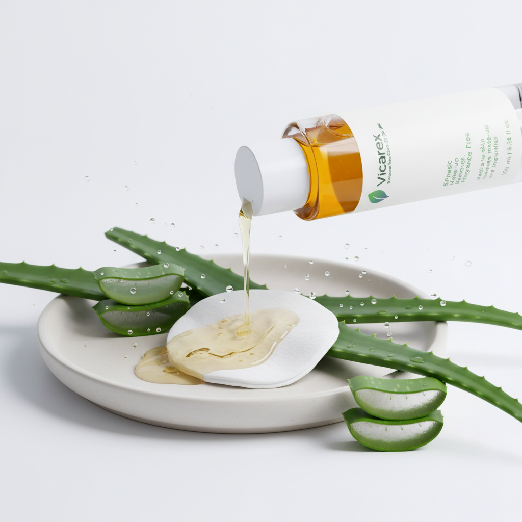 Product being poured onto cotton pad