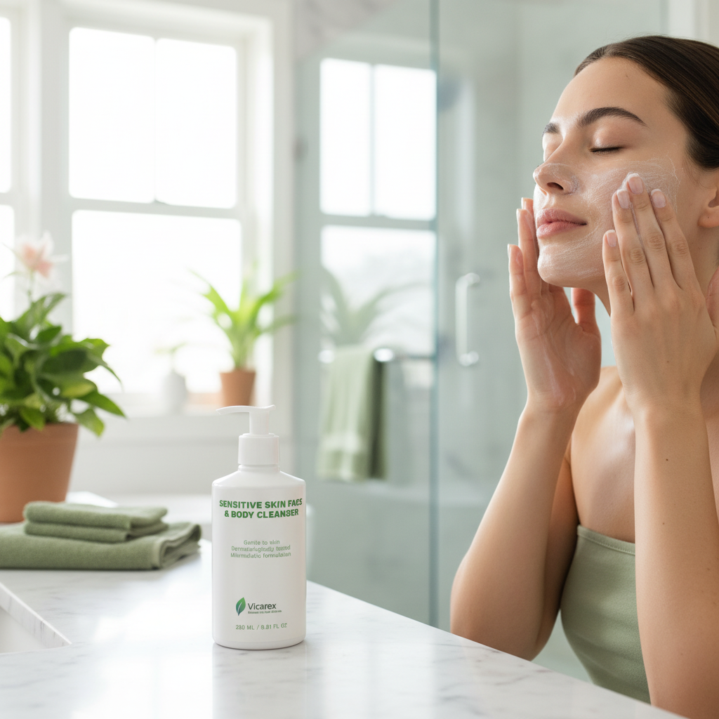 Product on Counter with Face Washing