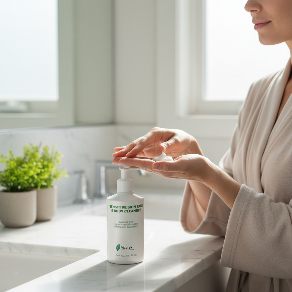 Pumping Cleanser into Hand