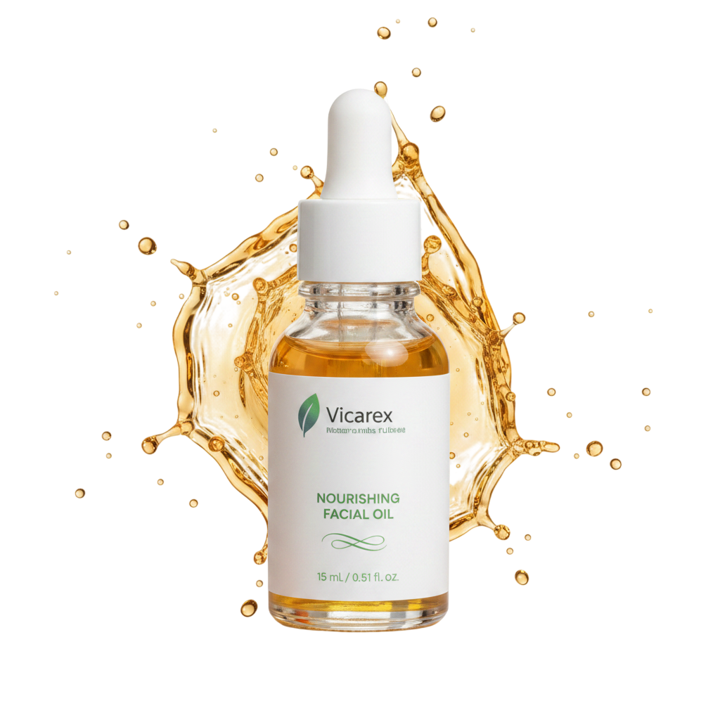 Vicarex Organic Facial Oil 15 ML – Certified Nourishing Anti-Aging Serum | White Dropper | COSMOS Organic VICAREX