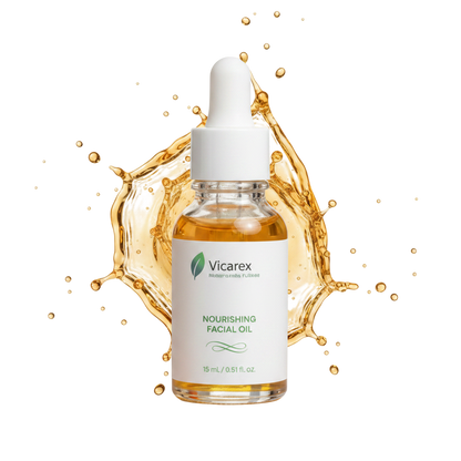 Vicarex Organic Facial Oil 15 ML – Certified Nourishing Anti-Aging Serum | White Dropper | COSMOS Organic VICAREX