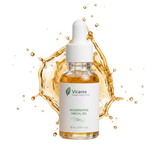 Vicarex Organic Facial Oil 15 ML – Certified Nourishing Anti-Aging Serum | White Dropper | COSMOS Organic VICAREX