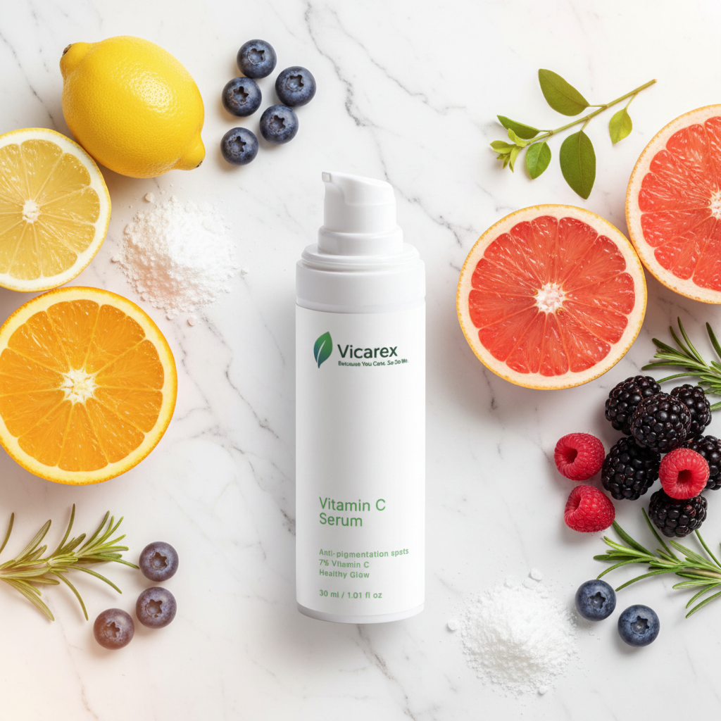 Vitamin C serum with fresh citrus and ingredients