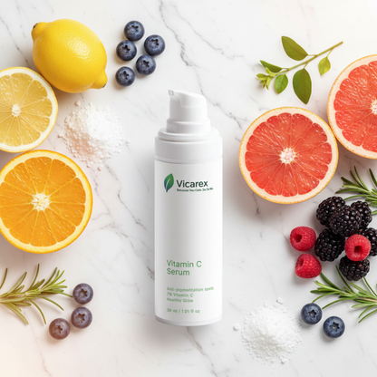 Vitamin C serum with fresh citrus and ingredients