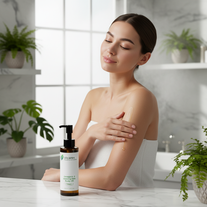 Woman Applying Body Oil in Spa